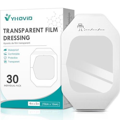 Transparente Wundfolie 4" x 4,75" | 30 Stück - Wasserdichte Pflaster für Schwimmen, Duschen, Wunden, postoperatives Duschen oder IV-Schutz, Tattoo-Nachsorge, Narbentherapie, Klebepflaster