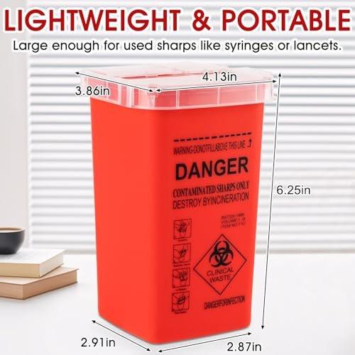 MITINU 1 Quart (3er-Pack) Behälter für scharfe Gegenstände für den Heimgebrauch, Nadelentsorgungsbehälter, Biohazard-Behälter, Spritzenentsorgung, kleiner tragbarer Behälter für Reisen, professionelle Entsorgung scharfer Abfälle
