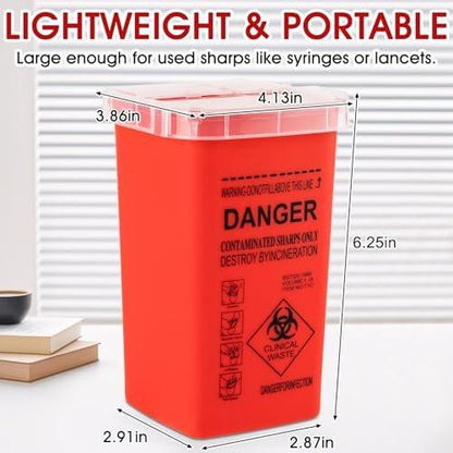 MITINU 1 Quart (3er-Pack) Behälter für scharfe Gegenstände für den Heimgebrauch, Nadelentsorgungsbehälter, Biohazard-Behälter, Spritzenentsorgung, kleiner tragbarer Behälter für Reisen, professionelle Entsorgung scharfer Abfälle