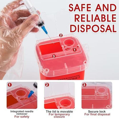 MITINU 1 Quart (3er-Pack) Behälter für scharfe Gegenstände für den Heimgebrauch, Nadelentsorgungsbehälter, Biohazard-Behälter, Spritzenentsorgung, kleiner tragbarer Behälter für Reisen, professionelle Entsorgung scharfer Abfälle