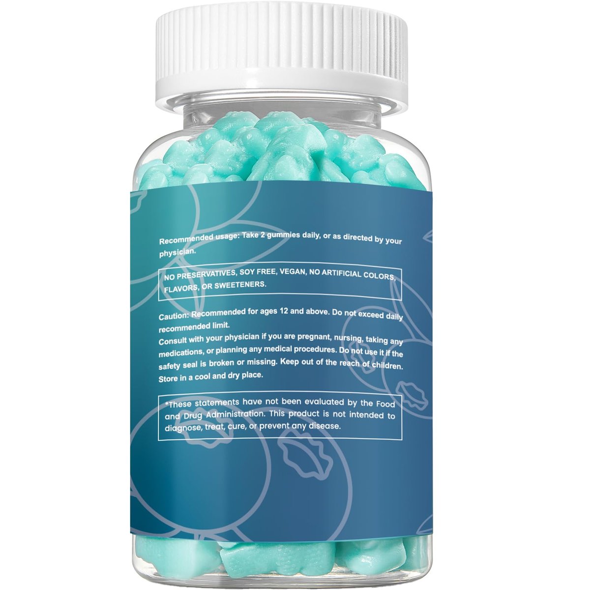 Esverco Magnesium Glycinat Gummibärchen 500mg – Schlaf & Entspannung für Männer & Frauen, Vitamin C, Vegan, Muskelerholung, ohne Melatonin, Nicht-GVO, Natürlicher Blaubeergeschmack, 60 Stück