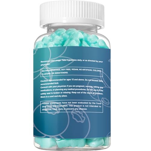 Esverco Magnesium Glycinat Gummibärchen 500mg – Schlaf & Entspannung für Männer & Frauen, Vitamin C, Vegan, Muskelerholung, ohne Melatonin, Nicht-GVO, Natürlicher Blaubeergeschmack, 60 Stück