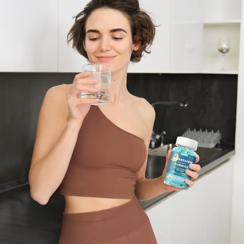 Esverco Magnesium Glycinat Gummibärchen 500mg – Schlaf & Entspannung für Männer & Frauen, Vitamin C, Vegan, Muskelerholung, ohne Melatonin, Nicht-GVO, Natürlicher Blaubeergeschmack, 60 Stück