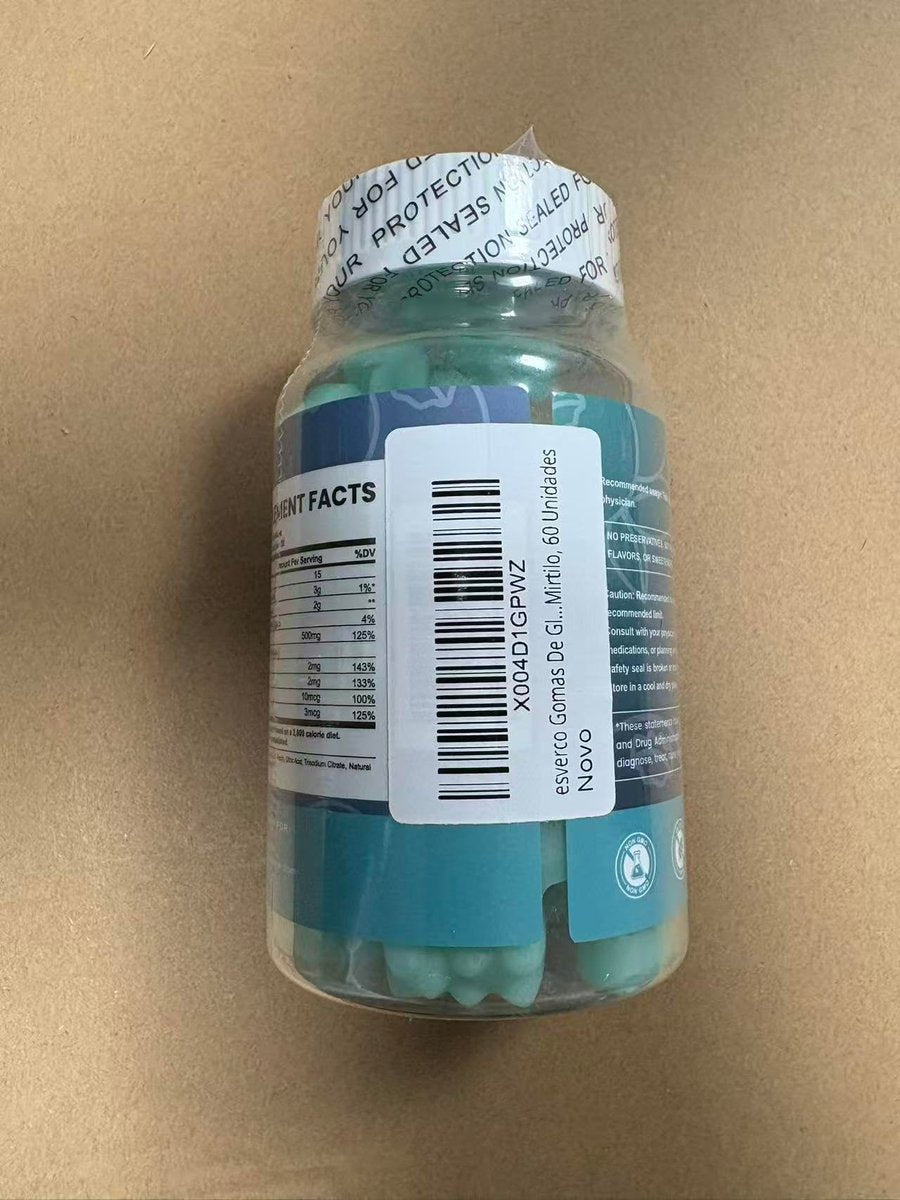 Esverco Magnesium Glycinat Gummibärchen 500mg – Schlaf & Entspannung für Männer & Frauen, Vitamin C, Vegan, Muskelerholung, ohne Melatonin, Nicht-GVO, Natürlicher Blaubeergeschmack, 60 Stück