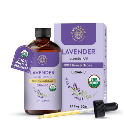 Carno Calm Bio-Lavendelöl Pur | USDA-zertifiziertes Lavendelöl für Haut, Diffuser, Aromatherapie & Haare, Massage & DIY-Anwendungen | 50 ml