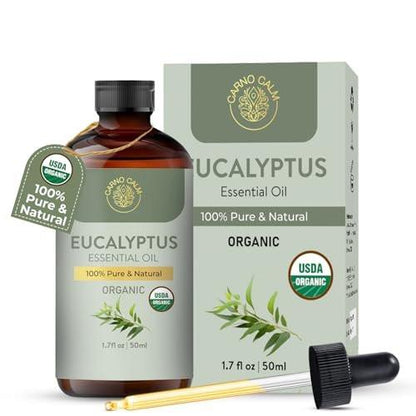 Carno Calm Beruhigendes Eukalyptus-Öl | USDA Bio-zertifiziertes Eukalyptusöl | Ideal für Aromatherapie, Haut und Haare | für Diffuser und DIY-Anwendungen | 50 ml