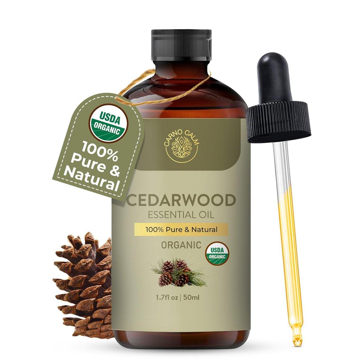 Carno Calm Bio Zedernholz Öl 50ml – 100% reines & natürliches Zedernholzöl für Haare, Haut, Diffuser, Seifen & Kerzen