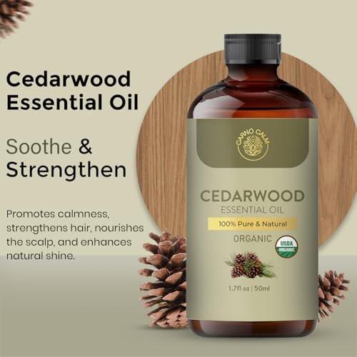 Carno Calm Bio Zedernholz Öl 50ml – 100% reines & natürliches Zedernholzöl für Haare, Haut, Diffuser, Seifen & Kerzen