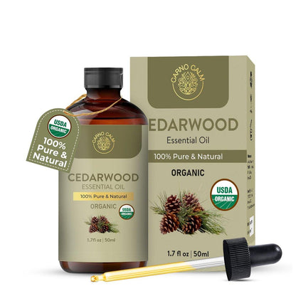 Carno Calm Bio Zedernholz Öl 50ml – 100% reines & natürliches Zedernholzöl für Haare, Haut, Diffuser, Seifen & Kerzen