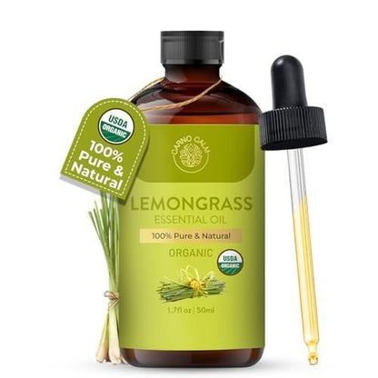 Carno Calm Bio-Lemongras-Öl | USDA-zertifiziertes ätherisches Lemongrasöl | für Aromatherapie, Haut & Haare | Diffuser, Seifen- & Kerzenherstellung | 1,7 fl. oz