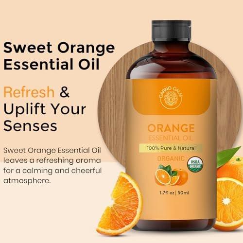 Carno Calm Bio Süßorangen-Öl 50 ml | USDA Bio-zertifiziertes Orangenöl für Diffuser, Haut, Haare, Seifen- und Kerzenherstellung | 1,7 fl. oz