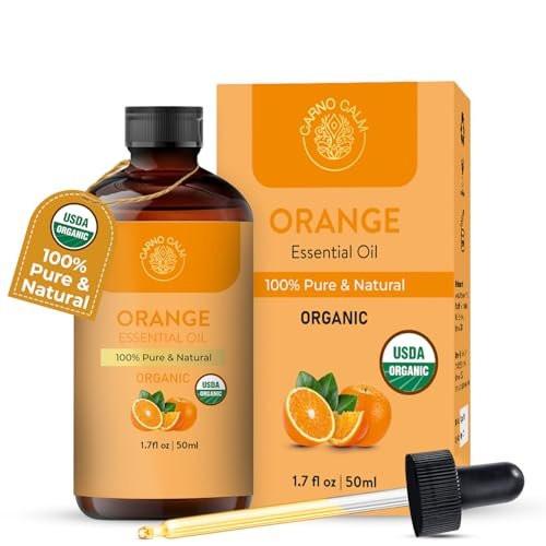 Carno Calm Bio Süßorangen-Öl 50 ml | USDA Bio-zertifiziertes Orangenöl für Diffuser, Haut, Haare, Seifen- und Kerzenherstellung | 1,7 fl. oz
