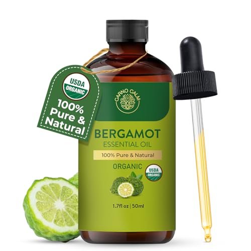 Carno Calm Bergamot Bio-Ätherisches Öl | USDA-zertifiziert biologisch | Bergamotte Öl für Haut, Haare, Aromatherapie, Seifen- & Kerzenherstellung | 50 ml
