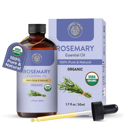 Carno Calm Bio Rosmarin Öl | USDA Bio Rosmarinöl für Haarwachstum und Haut | Aromatherapie & Diffuser | 50 ml