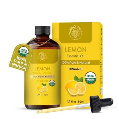 Carno Calm Bio-Zitronenöl USDA Organic | Ätherisches Öl für Haut & Haare | Aromatherapie, Diffuser, Reinigung & DIY | 50 ml
