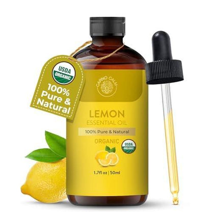 Carno Calm Bio-Zitronenöl USDA Organic | Ätherisches Öl für Haut & Haare | Aromatherapie, Diffuser, Reinigung & DIY | 50 ml