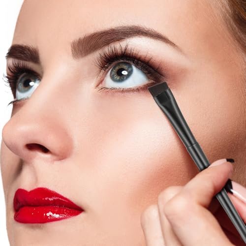 9-teiliges Set mit abgewinkelten Eyeliner- und Augenbrauenpinseln - Flacher Tönungspinsel, feiner schräger Applikator, ultrafeiner Make-up-Pinsel für Lidschatten und Eyeliner