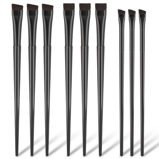 9-teiliges Set mit abgewinkelten Eyeliner- und Augenbrauenpinseln - Flacher Tönungspinsel, feiner schräger Applikator, ultrafeiner Make-up-Pinsel für Lidschatten und Eyeliner