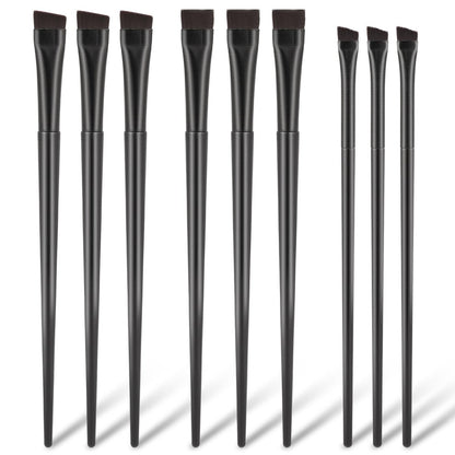 9-teiliges Set mit abgewinkelten Eyeliner- und Augenbrauenpinseln - Flacher Tönungspinsel, feiner schräger Applikator, ultrafeiner Make-up-Pinsel für Lidschatten und Eyeliner