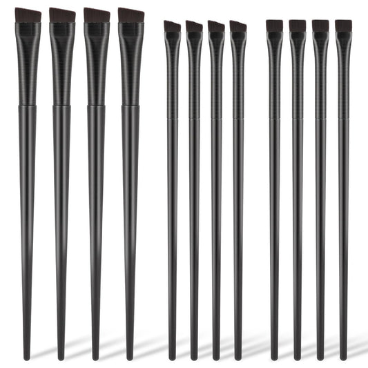 12-teiliges Set abgewinkelte Eyeliner-Pinsel & Augenbrauenpinsel, flache Augenbrauen-Tönungspinsel, ultra-dünne Make-up-Pinsel, feine schräge Augenbrauenpinsel-Applikator, Augen-Make-up-Pinsel-Applikator