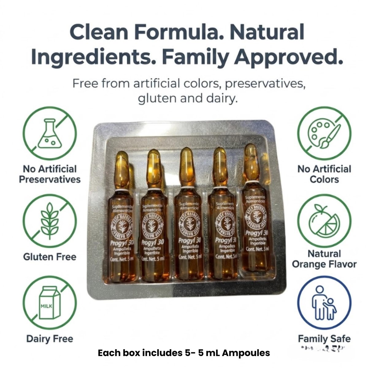 Aderogyl Oral Liquid Vitamine mit A, C, D, E, Zink, Bienenhonig, Propolis und Pflanzenextrakten – Natürlicher Orangen-Geschmack – 5 Immununterstützungs-Ampullen
