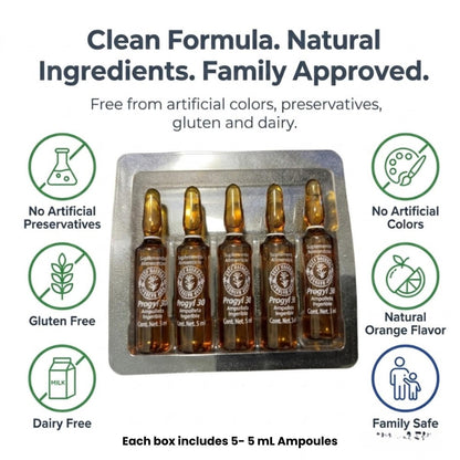 Aderogyl Oral Liquid Vitamine mit A, C, D, E, Zink, Bienenhonig, Propolis und Pflanzenextrakten – Natürlicher Orangen-Geschmack – 5 Immununterstützungs-Ampullen