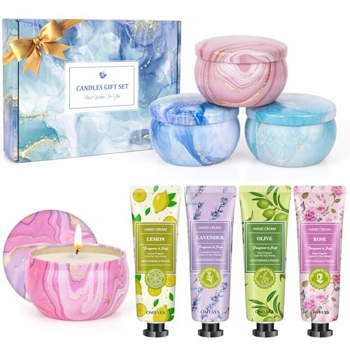 Geschenkset für Frauen – Duftkerzen & Handcreme Set (8-teilig) – Ideales Geburtstagsgeschenk, Lehrer-Dankeschön, Weihnachtsgeschenk, Geschenke für Mama, Freundin, Kollegin