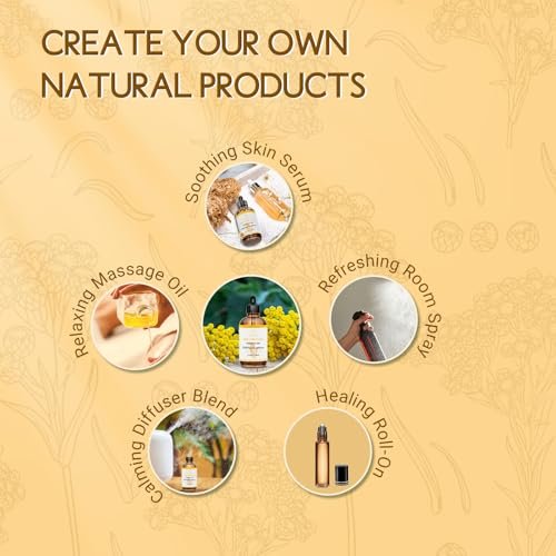 LOTUSJOY Helichrysum Ätherisches Öl, 100% reines Helichrysum Italicum Öl für verletzte Haut, Roll-On, Diffuser, Raumspray - 118 ml