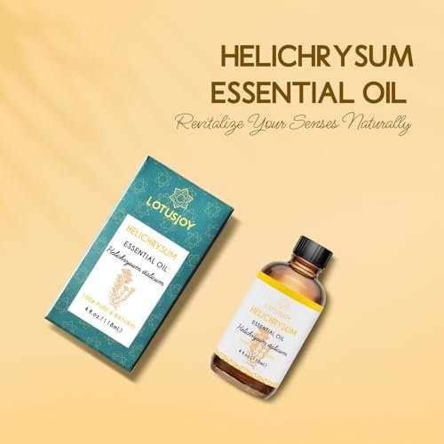 LOTUSJOY Helichrysum Ätherisches Öl, 100% reines Helichrysum Italicum Öl für verletzte Haut, Roll-On, Diffuser, Raumspray - 118 ml