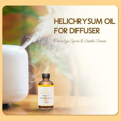 LOTUSJOY Helichrysum Ätherisches Öl, 100% reines Helichrysum Italicum Öl für verletzte Haut, Roll-On, Diffuser, Raumspray - 118 ml