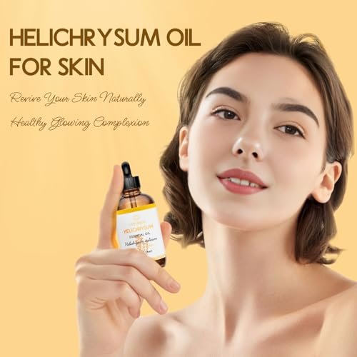 LOTUSJOY Helichrysum Ätherisches Öl, 100% reines Helichrysum Italicum Öl für verletzte Haut, Roll-On, Diffuser, Raumspray - 118 ml
