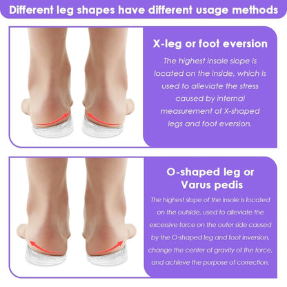 Svowin 3-lagige verstellbare Supination-Überpronation-Einlegesohlen, Anti-Rutsch mediale/laterale Fersenkeil-Einlegesohlen für Fußausrichtung, Knieschmerzen, O-Beine, Arthrose (Transparent, L: W 8-12/ M 7.5-14)