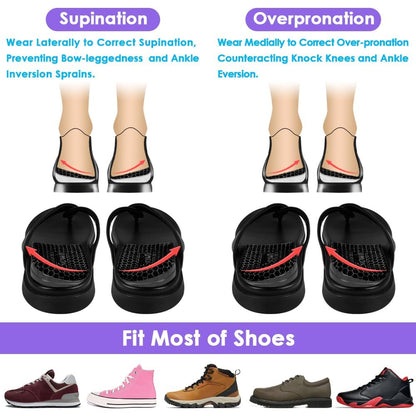 Svowin 3-fach verstellbare Einlegesohlen gegen Supination und Überpronation, Anti-Rutsch mediale/laterale Fersenkeil-Einlegesohlen für Fußausrichtung, Knieschmerzen, O-Beine, Arthrose (Schwarz, L: W 8-12 / M 7.5-14)