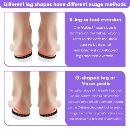 Svowin 3-lagige verstellbare Einlegesohlen gegen Supination und Überpronation, Anti-Rutsch mediale/laterale Fersenkeil-Einlegesohlen für Fußausrichtung, Knieschmerzen, O-Beine, Arthrose (Schwarz, S: W 4-7.5 / M 6-7)