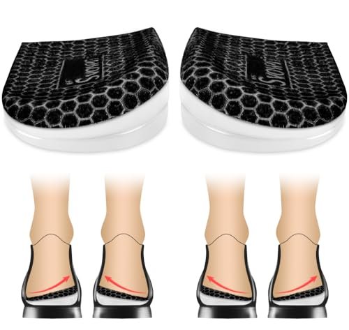Svowin 3-fach verstellbare Einlegesohlen gegen Supination und Überpronation, Anti-Rutsch mediale/laterale Fersenkeil-Einlegesohlen für Fußausrichtung, Knieschmerzen, O-Beine, Arthrose (Schwarz, L: W 8-12 / M 7.5-14)