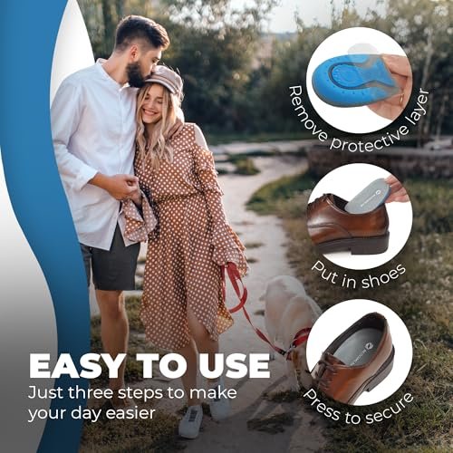 Premium Fersenschmerz-Gel-Einlagen – 2er-Pack Stoßdämpfende Fersenkissen für Plantarfasziitis – Rutschfeste Silikonpolster für alle Schuhe & ganztägigen Komfort