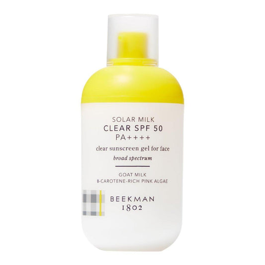 Beekman 1802 Solar Milk 3-in-1 Weightless Clear SPF 50 Gesichtssonnencreme – 1,69 fl oz – Breitband UVA/UVB-Schutz + Make-up-Primer, nicht fettendes Gel, mit Ziegenmilch, für alle Hauttypen und -töne