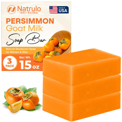 Persimmon Seife für Körpergeruchskontrolle – Reinigendes Deodorierendes Duschbad mit Ziegenmilch zur Beseitigung von Körpergeruch – Ideal zur Hautaufhellung, natürliches Deodorant Seife für Männer & Frauen