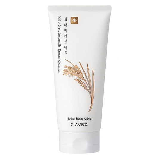Glamfox Rice Niacinamide Foam Cleanser – Feuchtigkeitsspendender & aufhellender Gesichtsreiniger, alkoholfrei, mit Reiskleie-Wasser & Ferment, 240 ml