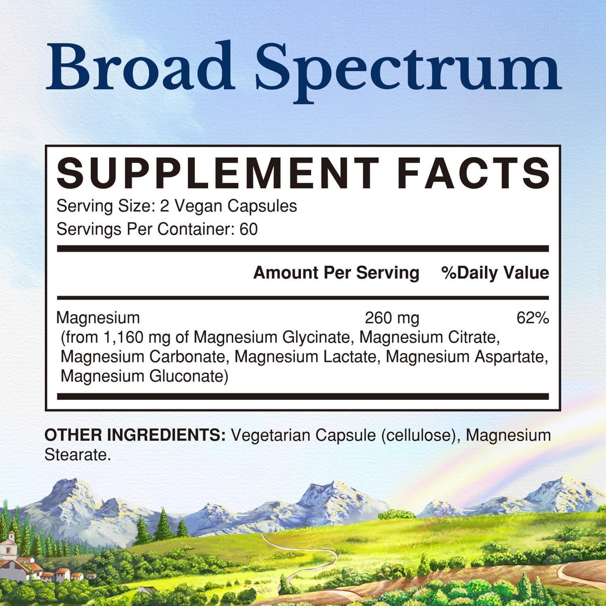 Vitalitown 6-in-1 Magnesium Complex 260mg Pro Portion, Magnesiumglycinat, Citrat, Carbonat, Aspartat, Gluconat & Lactat, Hohe Absorption, Knochen-, Schlaf- & Verdauungsgesundheit, 120 vegane Kapseln