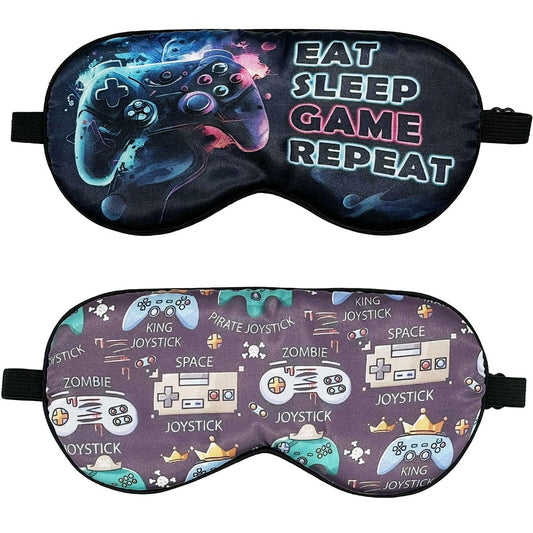 2er-Pack Schlafmaske für Jungen – Schwarze Seidenschlafmaske für Kinder & Erwachsene – Augenmaske für Reisen & Gaming