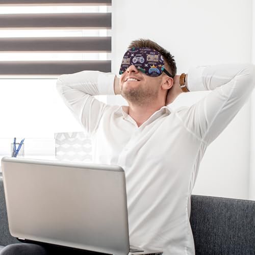 2er-Pack Schlafmaske für Jungen – Schwarze Seidenschlafmaske für Kinder & Erwachsene – Augenmaske für Reisen & Gaming