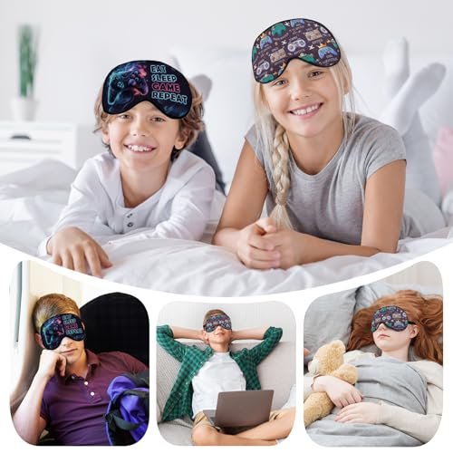2er-Pack Schlafmaske für Jungen – Schwarze Seidenschlafmaske für Kinder & Erwachsene – Augenmaske für Reisen & Gaming