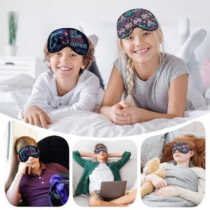 2er-Pack Schlafmaske für Jungen – Schwarze Seidenschlafmaske für Kinder & Erwachsene – Augenmaske für Reisen & Gaming