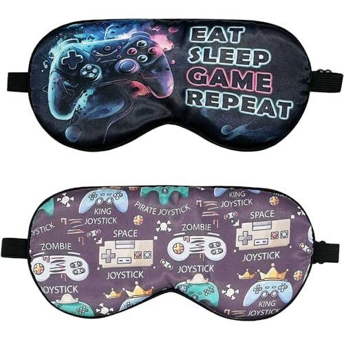 2er-Pack Schlafmaske für Jungen – Schwarze Seidenschlafmaske für Kinder & Erwachsene – Augenmaske für Reisen & Gaming
