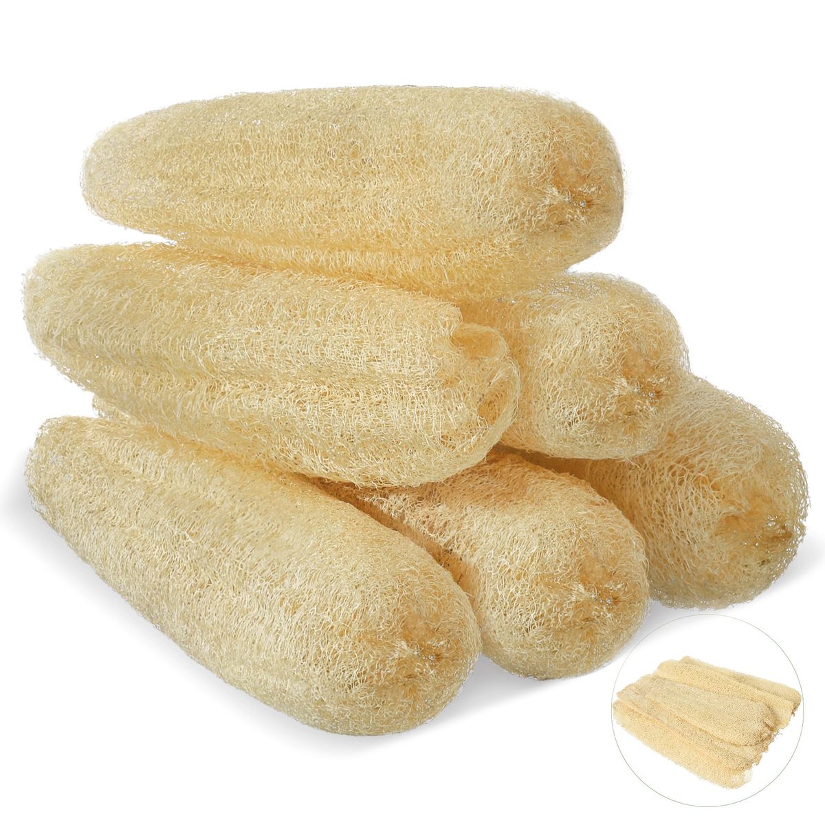 ZhouBoat 30 cm Natürliche Luffa-Schwämme, 6er-Pack, für Küche & Körperpeeling