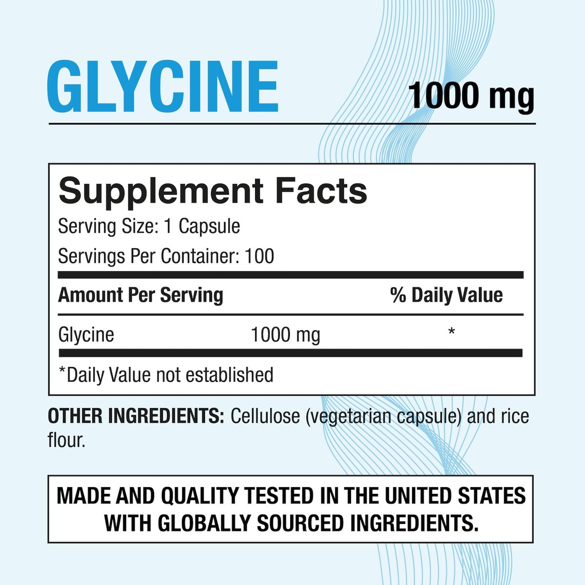 Puregen Labs Glycin 1000 mg [Hochdosiert] 100 vegane Kapseln, Fördert gesunde Erholung | Ohne schädliche Zusätze | Non-GMO, Ohne Gluten und Laktose – 100 Portionen