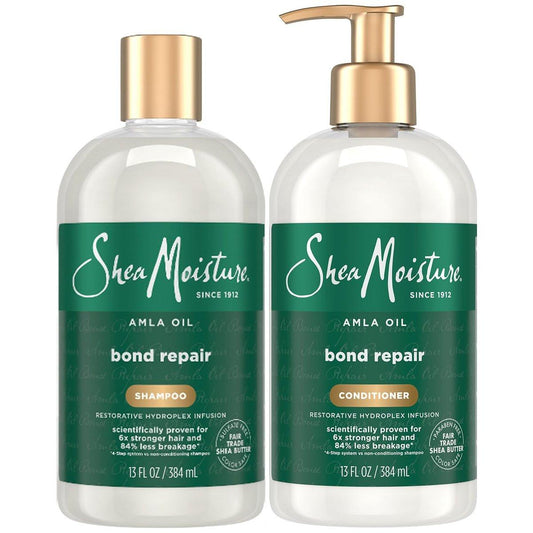 SheaMoisture Shampoo & Conditioner mit Amla-Öl – Bond Repair Haarbehandlung für trockenes, geschädigtes Haar, Anti-Frizz für lockiges Haar, 2 × 355 ml
