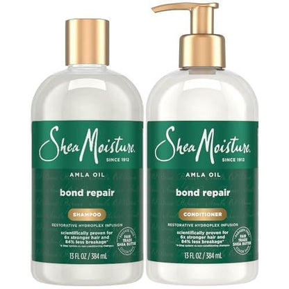 SheaMoisture Shampoo & Conditioner mit Amla-Öl – Bond Repair Haarbehandlung für trockenes, geschädigtes Haar, Anti-Frizz für lockiges Haar, 2 × 355 ml