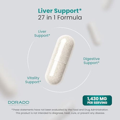Leber-Reinigung Detox & Reparatur 27-in-1 Formel - Mariendistel, Löwenzahnwurzel, Kurkuma, Artischockenextrakt & mehr - Leber-Detox-Unterstützung - 3rd Party getestet, vegan & aus den USA (60 Kapseln)